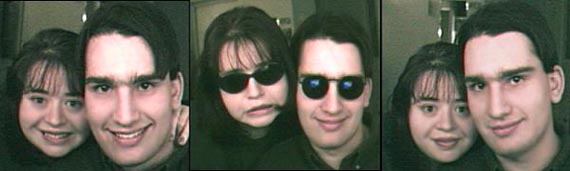 Christine and Simon playing with the QuickCam, 12/98